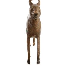 Handmade Antique Golden Brass Standing Dog Statue