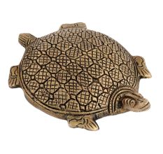 Handmade Golden Polished Brass Metal Turtle Statue