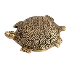 Handmade Golden Polished Brass Metal Turtle Statue