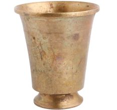 Handmade Antique Brass Metal Glass Tumbler With Round Bottom