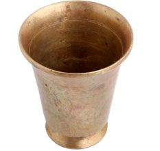 Handmade Antique Brass Metal Glass Tumbler With Round Bottom