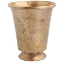 Handmade Antique Brass Metal Glass Tumbler With Round Bottom