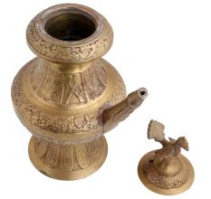 Handmade Antique Brass Indo Persian Tea pot With Bird On lid