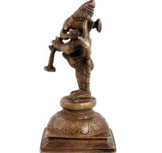 Handcrafted Antique Brass Lord Ganpati Playing Musical Instrument
