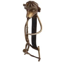 Handcrafted Antique Golden Brass Tribal Musician Dhokra Art Statue