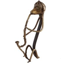 Handcrafted Antique Golden Brass Tribal Musician Dhokra Art Statue