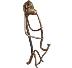 Handcrafted Antique Golden Brass Tribal Musician Dhokra Art Statue