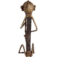 Handcrafted Antique Golden Brass Tribal Musician Dhokra Art Statue