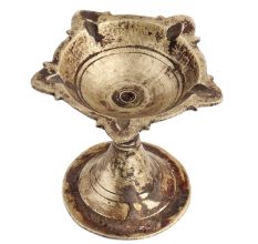 Handmade Golden Brown Brass Five Face Diya Oil Lamp Or Diya