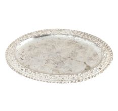 Hand Crafted Silver Plated Brass Plate With Beaded Edge