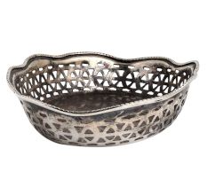Hand Carved Blackened Silver Brass Oval Dish