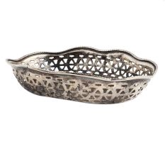 Hand Carved Blackened Silver Brass Oval Dish
