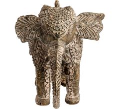 Handmade White Brass Engraved Elephant Decoration Statue