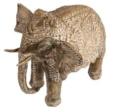Hand made White Brass Elephant With Tribal Engraved Design