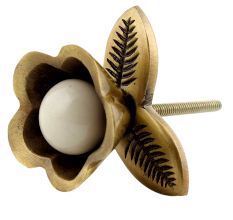 Antique Iron Cream Ceramic Bloom Cabinet Knobs