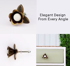 Antique Iron White Ceramic Bloom Cabinet Knobs