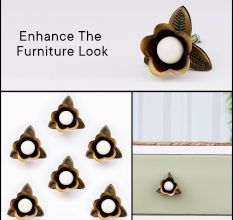 Antique Iron White Ceramic Bloom Cabinet Knobs