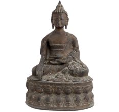 Handmade Brown Brass Buddha Statue In Bhumisparsha Mudra