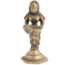 Handmade Antique Brass Paavai Vilakku Brass Oil Lamp
