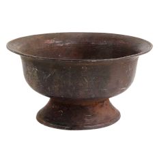 Handmade Brown Brass Fruit Flower Footed Bowl