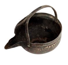 Handmade Old Black Brass Gokarnam Or Serving Pot