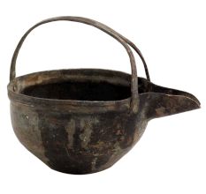 Handmade Old Black Brass Gokarnam Or Serving Pot