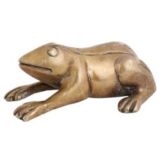 Handmade Brown Brass Sitting Frog Statue