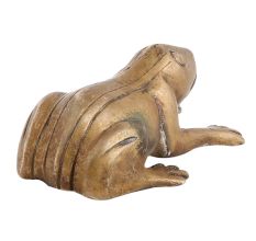 Handmade Brown Brass Sitting Frog Statue