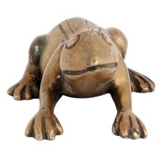 Handmade Brown Brass Sitting Frog Statue