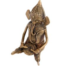 Hand crafted  Brass Ganesha With Dhol Dhokra Art