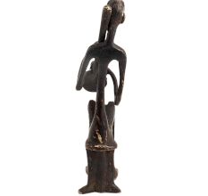Handcrafted Black Brass African Tribe Musician Elongated Statue