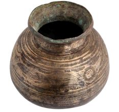 Handmade Black Brass Jal Lota Or Pot Carved With God Images