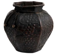 Handmade Black Brass Grapes Bunches Embossed Vase