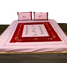 Embroidery Dual Coloured Elegant Thread Work Bedsheet