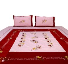 Embroidery Dual Coloured Elegant Thread Work Bedsheet