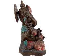 Handcrafted Multicolored Brass Sitting Lord Ganesha Statue