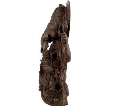Handmade Brown Brass Sitting Ganesha Statue With Intricate Design
