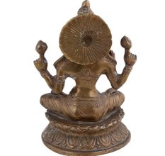 Handmade Brown Gold Brass Hindu Goddess Laxmi Statue