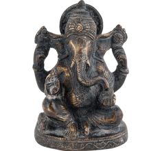 Handmade Black Brass Ganesha Statue In Sitting Posture