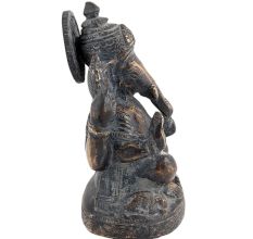 Handmade Black Brass Ganesha Statue In Sitting Posture