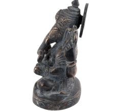Handmade Black Brass Ganesha Statue In Sitting Posture