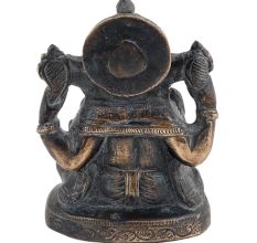 Handmade Black Brass Ganesha Statue In Sitting Posture