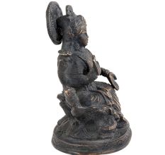 Handcrafted Black Brass Sitting Laxmi Devi Statue