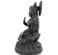 Handcrafted Black Brass Sitting Laxmi Devi Statue