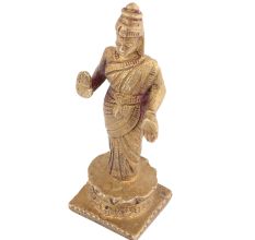 Handmade Golden Brass Standing Goddess Laxmi Idol Statue
