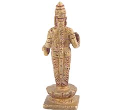Handmade Golden Brass Standing Goddess Laxmi Idol Statue