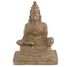 Handmade Dull Golden Brass Annapurna Devi With Fine Carving Work
