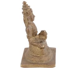 Handmade Dull Golden Brass Annapurna Devi With Fine Carving Work