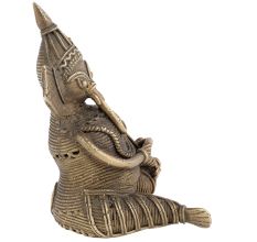 Handcrafted Black Dhokra Sitting Musician Ganesha Statue