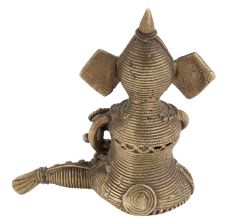 Handcrafted Black Dhokra Sitting Musician Ganesha Statue
